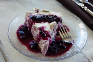 Local blueberries in Blueberries in a cloud cake at Round Da Bay Inn, Plate Cove West, NL